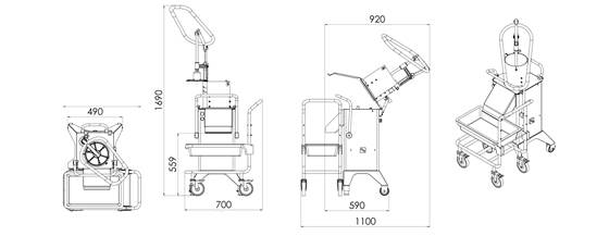 RG-400i Manual Push Feeder Dimensions
