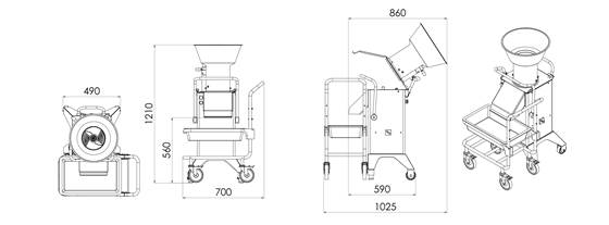 RG-400i Feed Hopper Dimensions